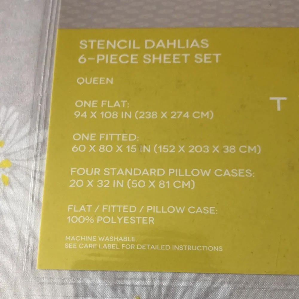 Trina Turk Stencil Dahlias QUEEN Sheet Set